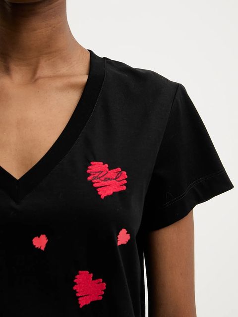 Karl Lagerfeld t-shirt bawełniany damski kolor czarny A3W17017