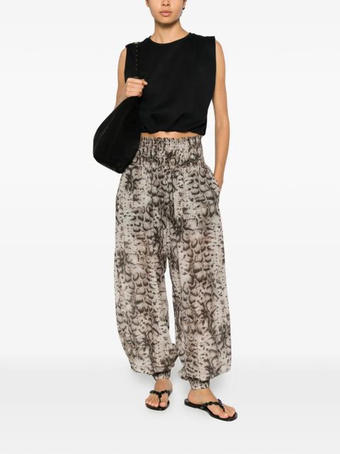 PINKO Bore snakeskin-print smocked trousers - Neutrals - zdjęcie produktu nr 2