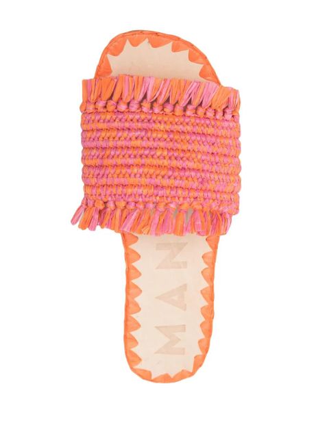 Manebi woven-raffia open-toe slides - Orange