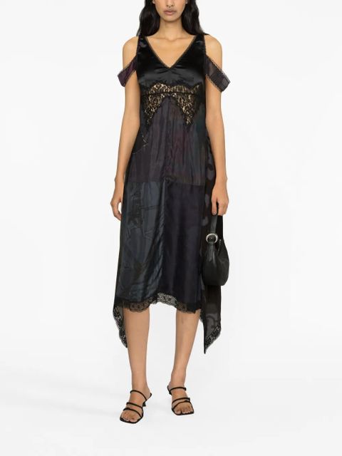 Marine Serre Regenerated patchwork midi dress - Black