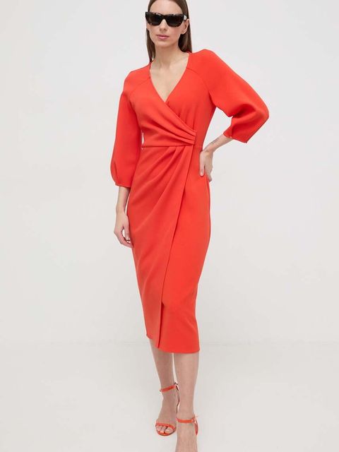 Nissa sukienka kolor pomarańczowy midi rozkloszowana RZ14824