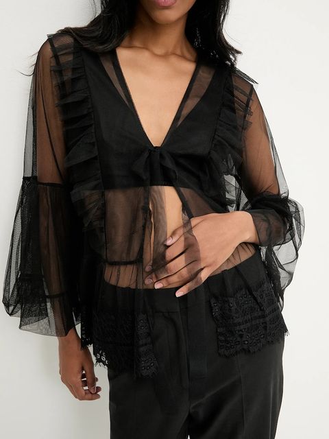 Answear.LAB bluzka damska kolor czarny gładka