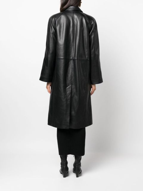 TOTEME raglan-sleeves leather coat - Black
