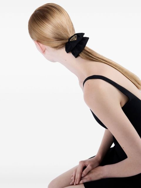 Prada triangle-logo re-nylon scrunchie - Black