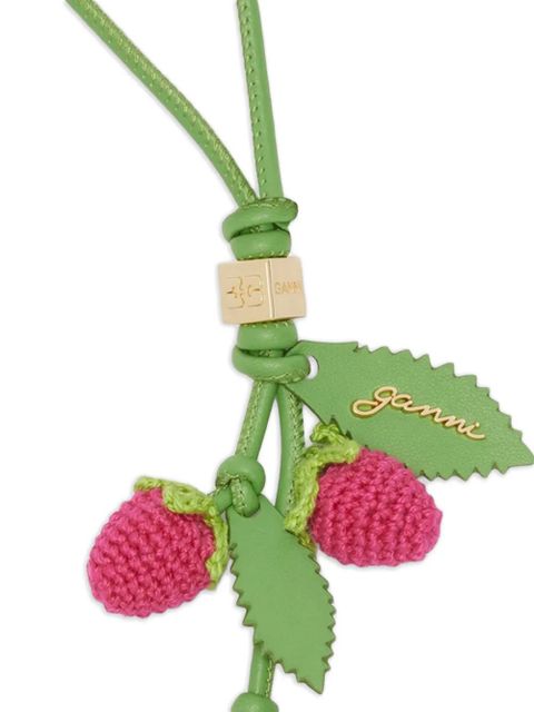 GANNI strawberry crocheted keyring - Green - zdjęcie produktu nr 2