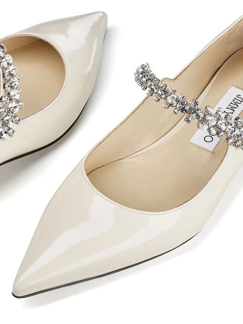 Jimmy Choo Bing crystal-strap ballerina shoes - Neutrals