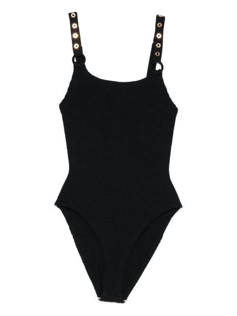 Hunza G Melody eyelet-detail swimsuit - Black