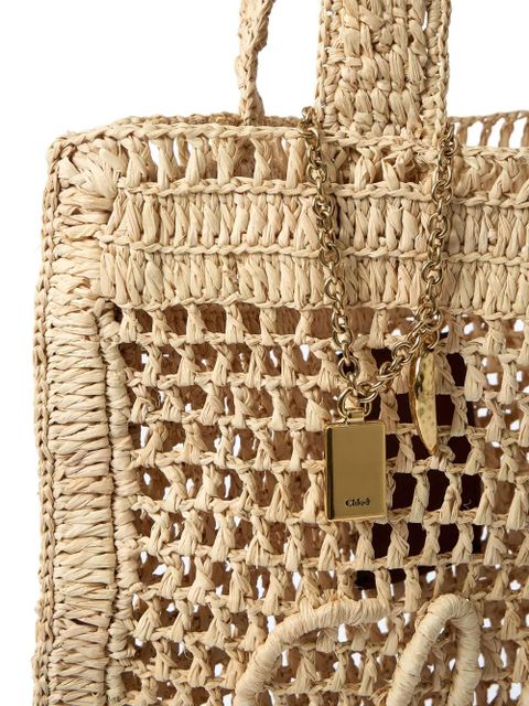 Chloé Summer Banana logo-detail raffia tote bag - Neutrals