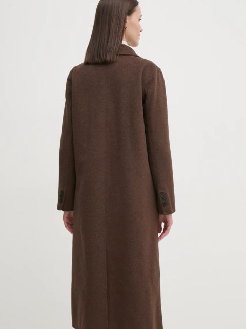 Pedro del Hierro płaszcz z domieszką wełny kolor brązowy przejściowy dwurzędowy 7528336