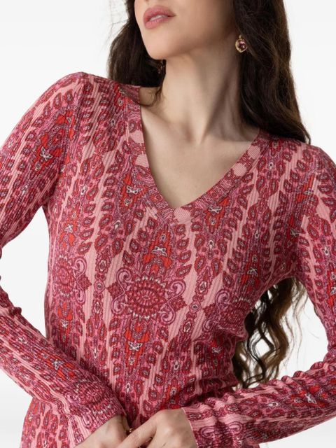 ETRO paisley-print ribbed sweater - Pink