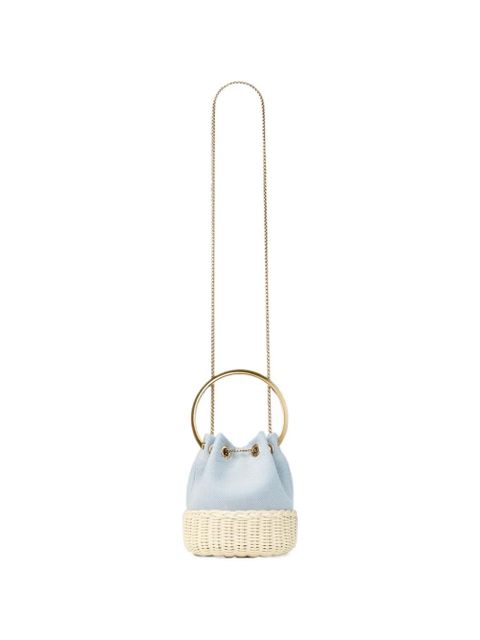 Jimmy Choo Bon Bon wicker handle bucket bag - Blue
