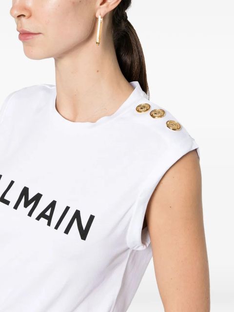 Balmain printed button-embellished tank top - White - zdjęcie produktu nr 2