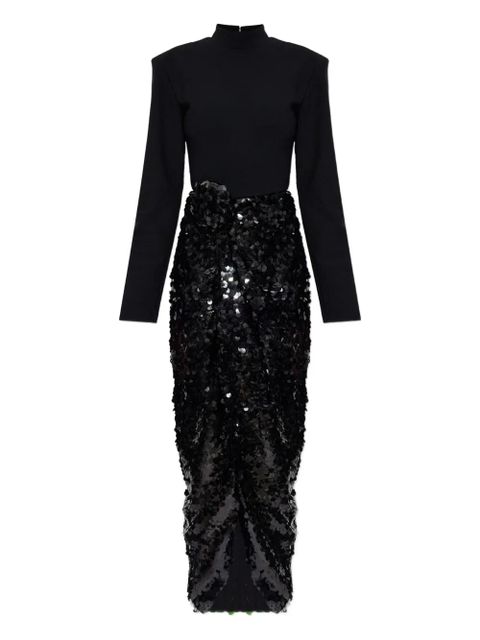 ROTATE BIRGER CHRISTENSEN knot-detail sequin maxi dress - Black - zdjęcie produktu nr 1