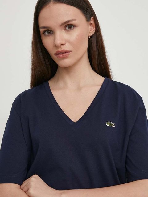 Lacoste t-shirt bawełniany damski kolor granatowy