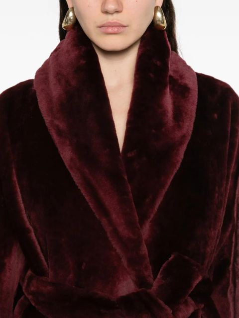 Nour Hammour Juno belted fur coat - Red