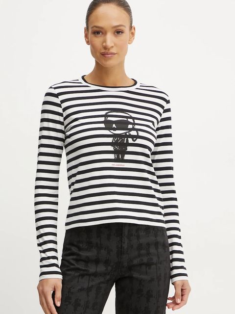 Karl Lagerfeld longsleeve bawełniany IKON kolor czarny A1W17137 - zdjęcie produktu nr 1