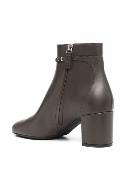 Ferragamo chain-link leather ankle boots - Brown