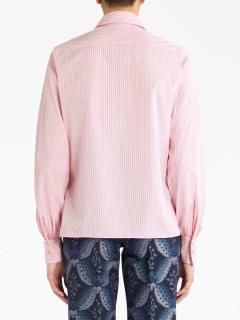 ETRO logo-embroidered striped cotton shirt - Pink