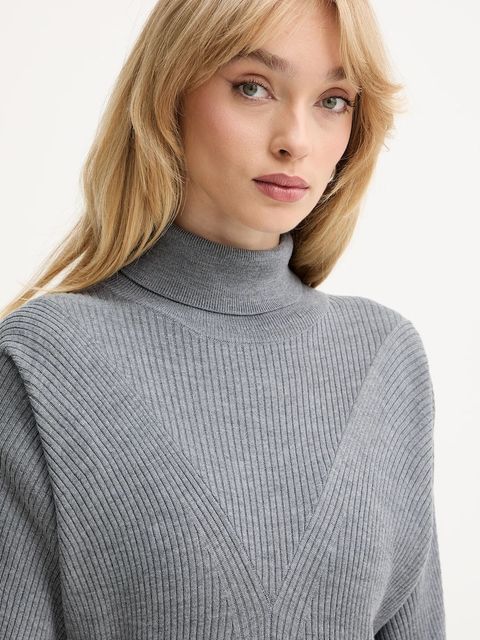 BOSS sukienka wełniana kolor szary maxi rozkloszowana 50548520