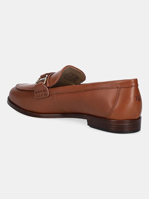 Lauren Ralph Lauren mokasyny skórzane Tasha Loafer damskie kolor brązowy na płaskim obcasie 802P02121002