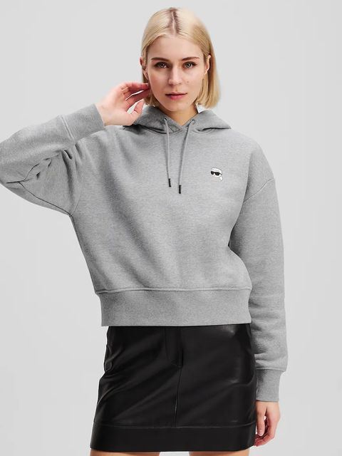 Karl Lagerfeld bluza bawełniana IKON damska kolor szary z kapturem melanżowa A3W20053 - zdjęcie produktu nr 1