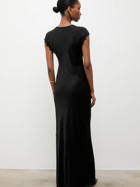 Answear.LAB sukienka kolor czarny maxi rozkloszowana