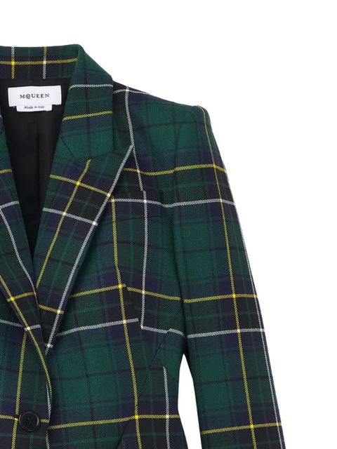 Alexander McQueen peak-lapel tartan-plaid blazer - Green - zdjęcie produktu nr 2