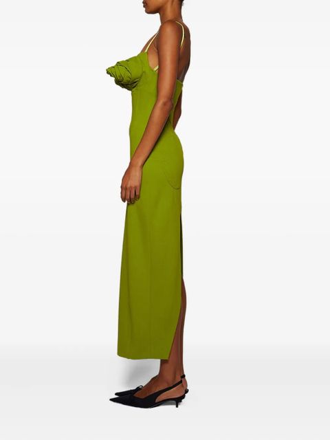 Jean Paul Gaultier rose-embellished midi dress - Green