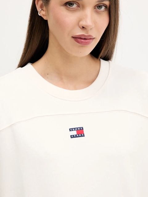 Tommy Jeans sukienka bawełniana kolor beżowy mini oversize DW0DW21484