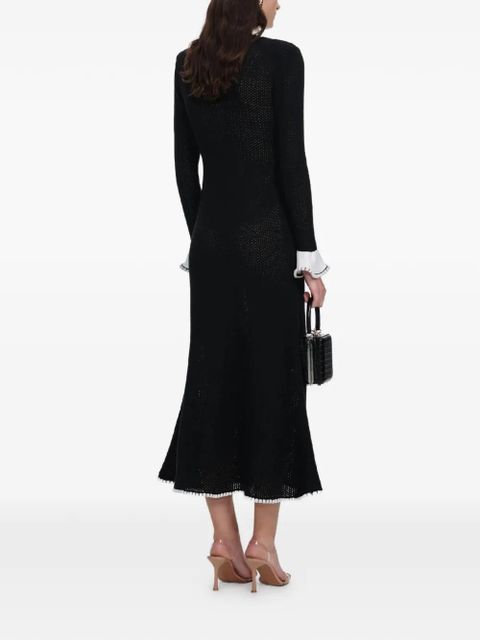 Self-Portrait lace collar button midi dress - Black