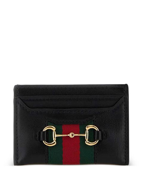 Gucci horsebit striped leather card holder - Black - zdjęcie produktu nr 1