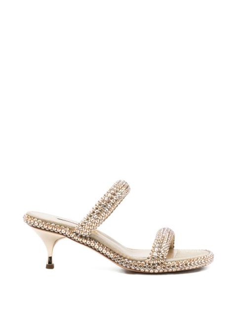 Casadei Sirio crystal-embellished kitten-heel sandals - Gold - zdjęcie produktu nr 1