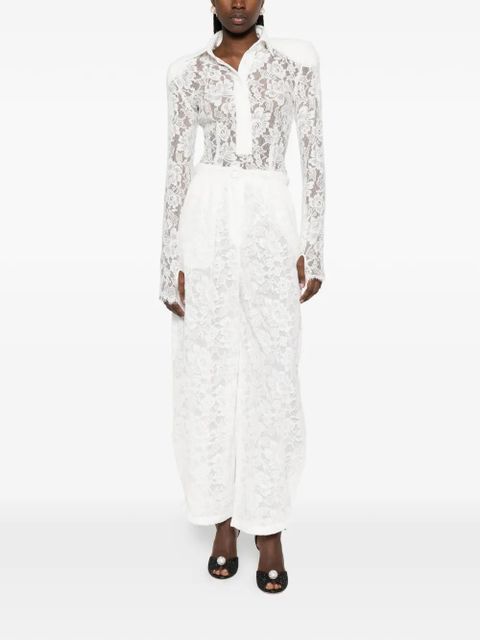 Rowen Rose floral-print high-waist trousers - White