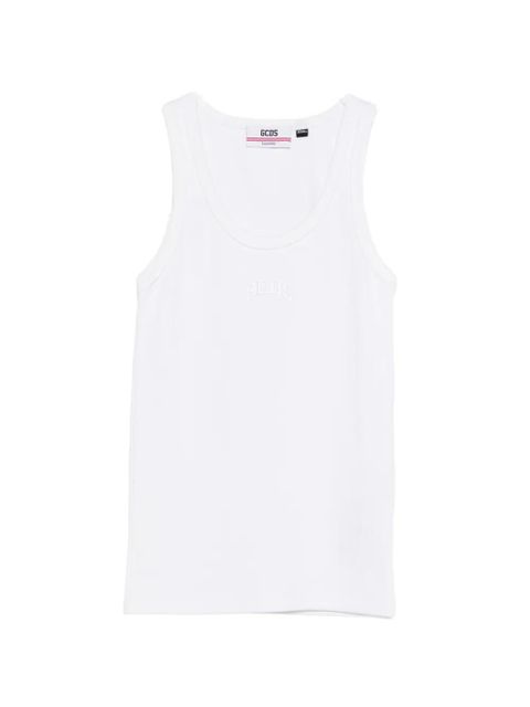 GCDS embroidered ribbed T-shirt - White - zdjęcie produktu nr 1