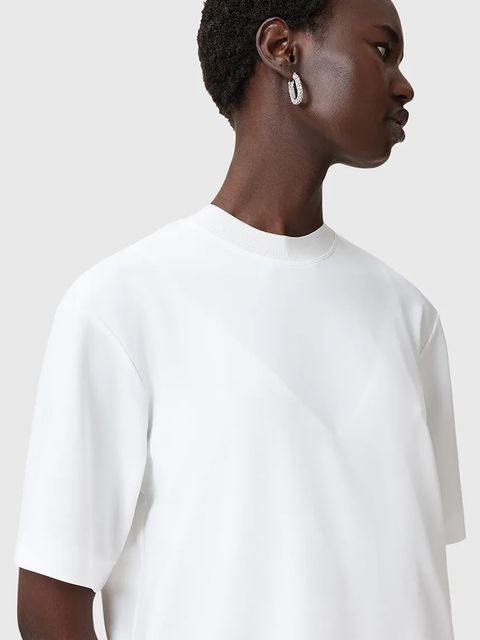 AllSaints sukienka i t-shirt JAX kolor biały maxi rozkloszowana W326DB