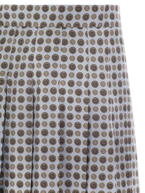 Max Mara pleated patterned Madison silk skirt - Blue