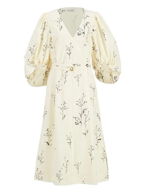 Altuzarra floral-print puff-sleeve midi dress - White - zdjęcie produktu nr 1
