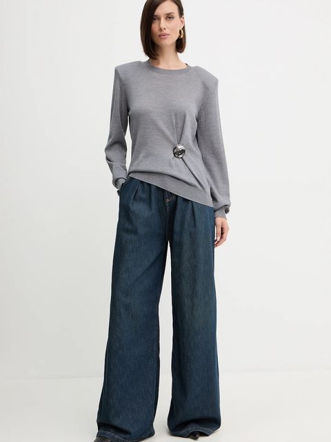 Simona Corsellini sweter wełniany damski kolor szary lekki A25CPMGE0301 - zdjęcie produktu nr 2