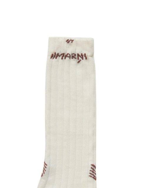 Marni embroidered-logo socks - White