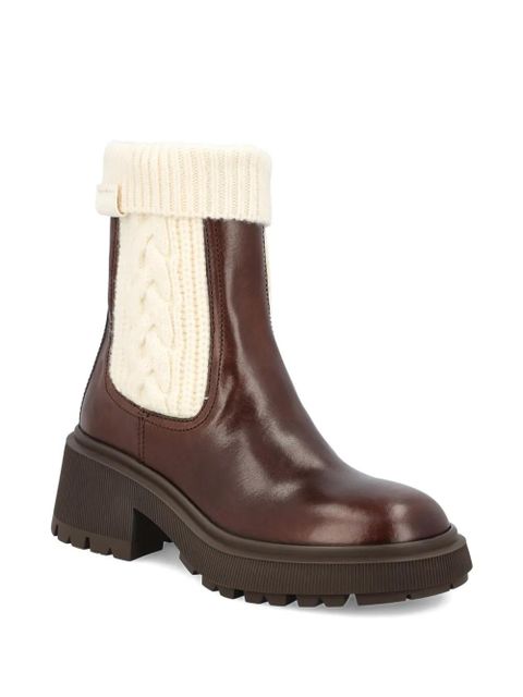 Jimmy Choo knit-trim leather boots - Brown - zdjęcie produktu nr 2