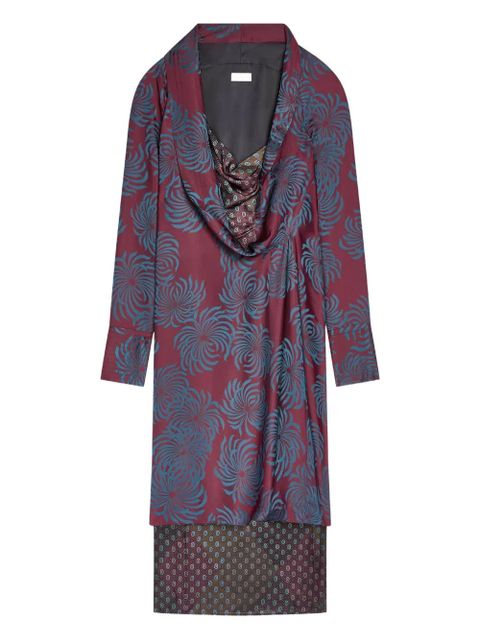 DRIES VAN NOTEN geometric-pattern midi dress - Red - zdjęcie produktu nr 1