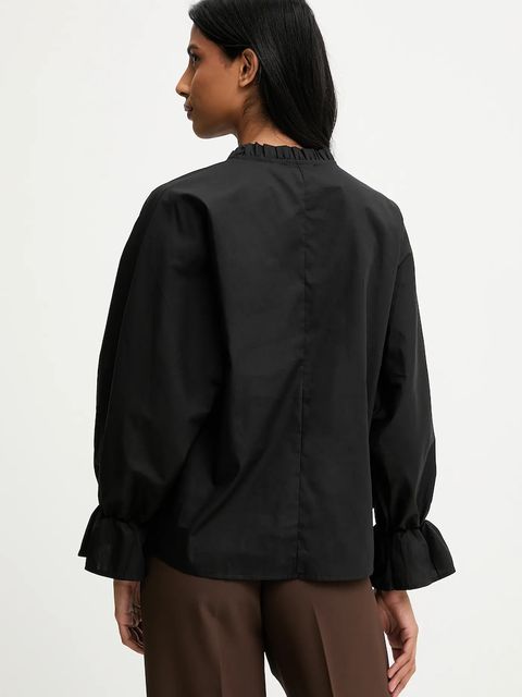 Answear.LAB koszula damska kolor czarny relaxed z wiązanym dekoltem