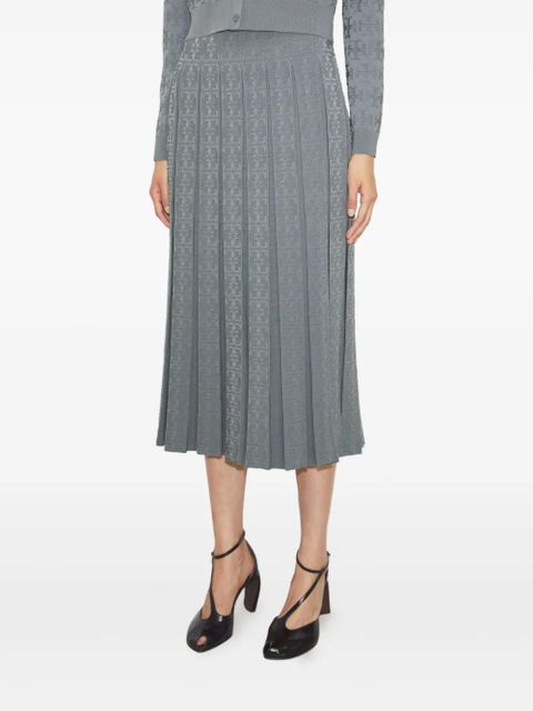 Tory Burch T-monogram midi pleated skirt - Grey