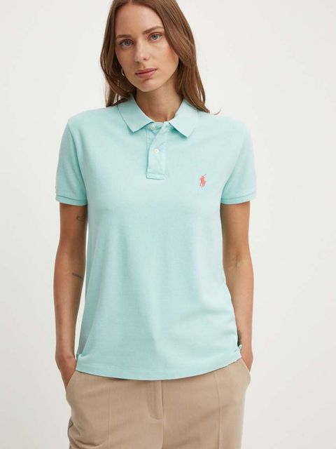 Polo Ralph Lauren polo bawełniane kolor turkusowy 211935587