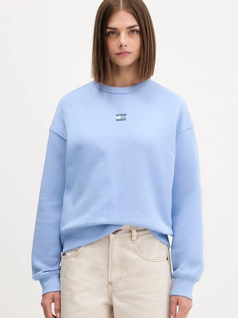 Tommy Jeans bluza bawełniana damska kolor niebieski z aplikacją DW0DW17325 - zdjęcie produktu nr 1