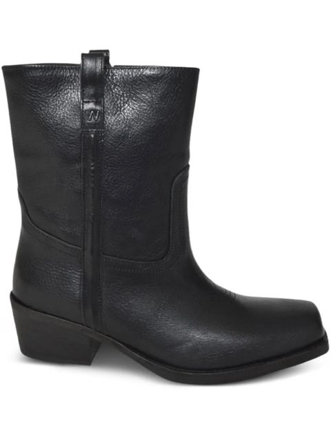 Weekend Max Mara 60mm leather square-toe boots - Black - zdjęcie produktu nr 1