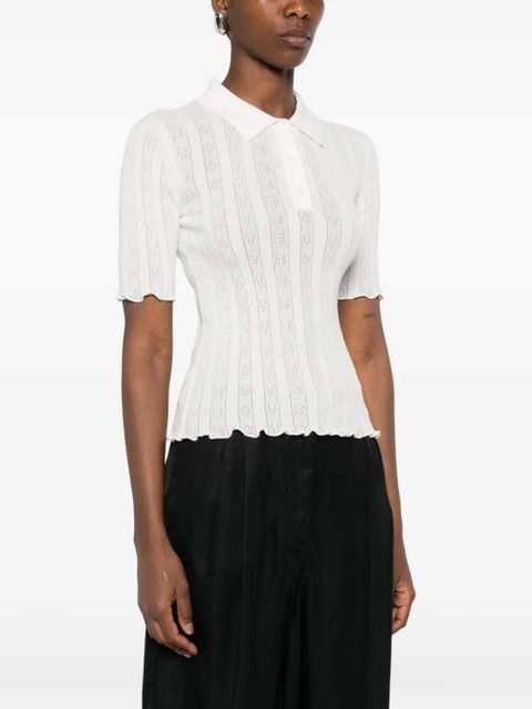 Victoria Beckham scalloped cotton polo shirt - White