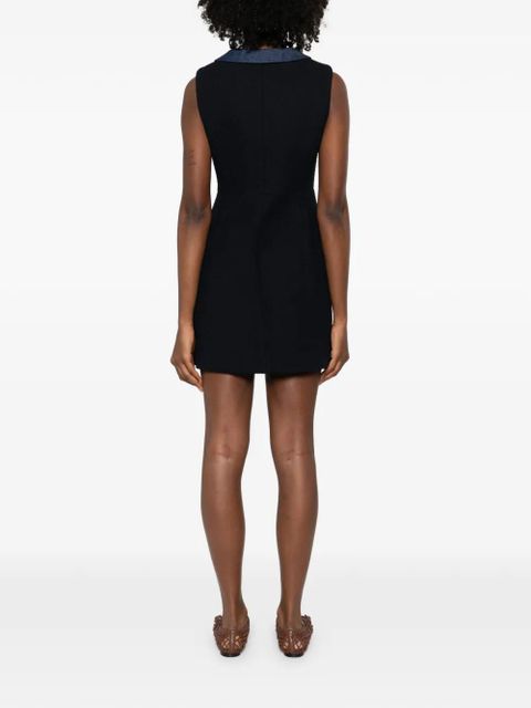 Maje patch-pocket button mini dress - Blue