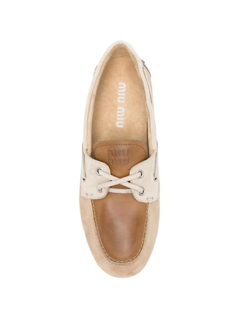 Miu Miu leather logo loafers - Neutrals