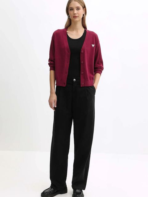 Guess Jeans kardigan z domieszką wełny kolor bordowy lekki W4BR16 Z3HO2